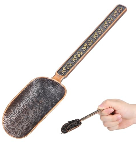 COMPUKAS Cuchara Medidora de Té de Cobre y Zinc Patrón Floral, Accesorio de Té Práctico para Uso Diario, Fácil de Limpiar y Estilo Retro Vintage