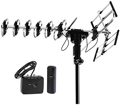 Five Star Outdoor Antenna HD TV 200 Miles Range with Motorized 360° Rotation, UHF/VHF/FM Radio with Infrared Remote Control
