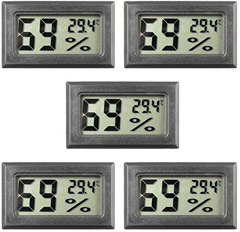 Lot de 5 mini thermomètres numériques de température, humidité, thermomètre, hygromètre numérique, intérieur de température et d'humidité, noir