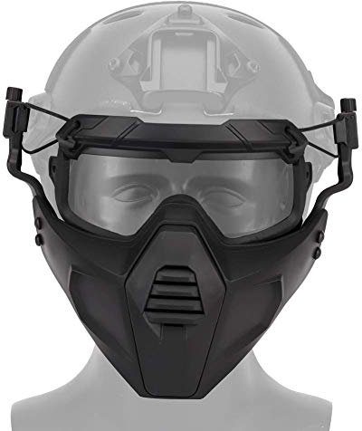 LEJUNJIE Airsoft Demi Masque Visage,Fast Casque Lunettes Lunettes avec Masque Amovible Convient pour Airsoft Paintball Halloween Party
