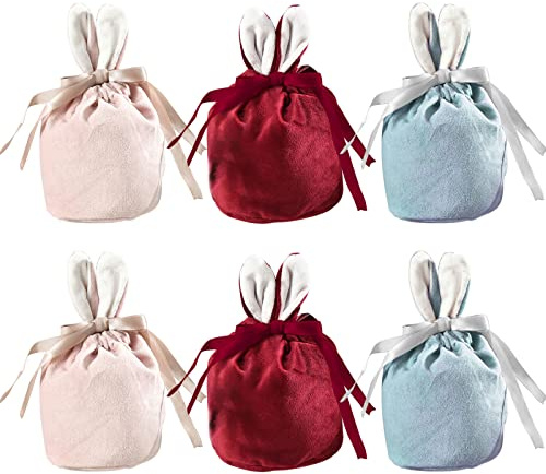 Woyejo 6 Stück Ostertüten zum Befüllen Osterbeutel Stoff, 16x14cm Osternester zum Befüllen, ostersäckchen, Geschenktüten Ostern, Säckchen zum Befüllen, Geschenkbeutel, Osterkörbchen