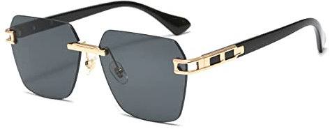 Long Keeper Mode Sonnenbrille Randlos Herren Damen Hexagonal Vintage Sonnenbrille Quadratisch Retro Eckige randlose Brille Unisex UV400