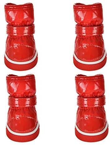 Hundeschuhe Winter Haustier Hund Schuhe für kleine Hunde Warme Fleecewelpen Pet Schuhe wasserdichte Hund Schneeschuhe Chihuahua Schuhe Haustier Produkte pfotenschutz (Color : Red, Size : 1)