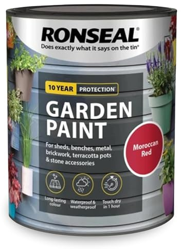 SAVING HUB Fence Paint Garden Shed Paint 750ml - Exterior Wood Paints Tin Waterproof, Weatherproof Paints - For Benches, Metal, Brickwork, Terracotta Pots, Stones Tin (Moroccan Red)