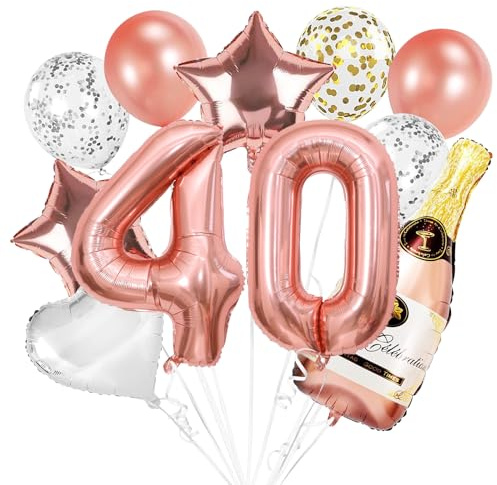 Deko 40. Geburtstag Frauen, Rosegold 40 Geburtstag Frauen Deko, Luftballon 40 Geburtstage Frau Mann, 40. Geburtstage Deko Set mit Luftballons 40. Geburtstags, Konfetti Luftballon Party Deko Supplies