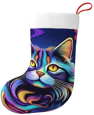 WHJYYXDE Dekorativer Weihnachtsstrumpf – perfekt zum Dekorieren von Büros, Bäumen, Kaminen, Katzen mit hellen Rauchabdrücken