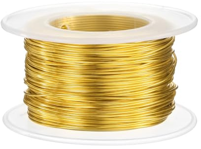 QUARKZMAN 20 Gauge pysseltråd aluminiumtråd 0,8 mm x 30 m (D x L) flexibel aluminiumtråd metall smyckestråd blomtråd för smyckestillverkning modellering hantverk gör-det-själv, gul
