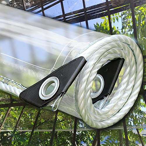 Telone trasparente resistente impermeabile con occhielli, ideale per giardini, serre e tetti per animali domestici, 2 m x 12,5 m
