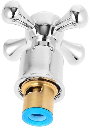 Wasserhahn Knaufgriff 1/2 Zoll Kreuzkopf als Ersatz für Armaturen | Messing und Edelstahl, Viktorianischer Stil, Silber, Passend für Küchen und Einzelbeckenarmaturen Zufällige Farbe