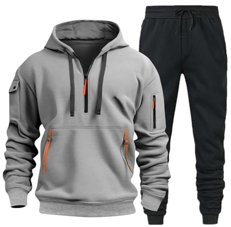 Tuta Uomo, Tuta Uomo Completa Ginnastica Invernale Felpata Completo Sport Maglia Felpa Con Cappuccio E Pantalone Due Pezzi Set Tracksuit Felpa Con Zip Suit Tute Abbigliamento Sportiva Tute Complete