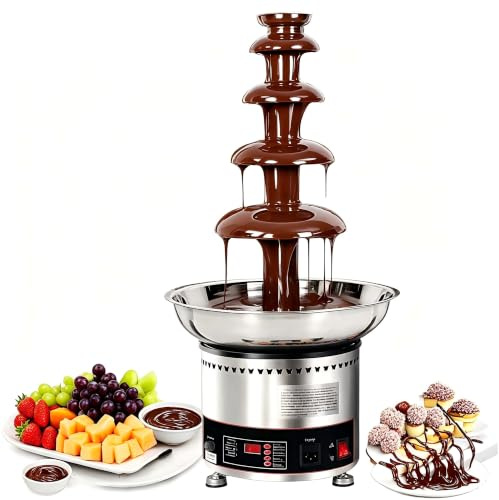 Chokladfontänmaskin med stor kapacitet, chokladfontän | Med temperaturkontroll, chokladfondueset for fest, restaurang, bröllop och bufféutrustning(6 Tier)