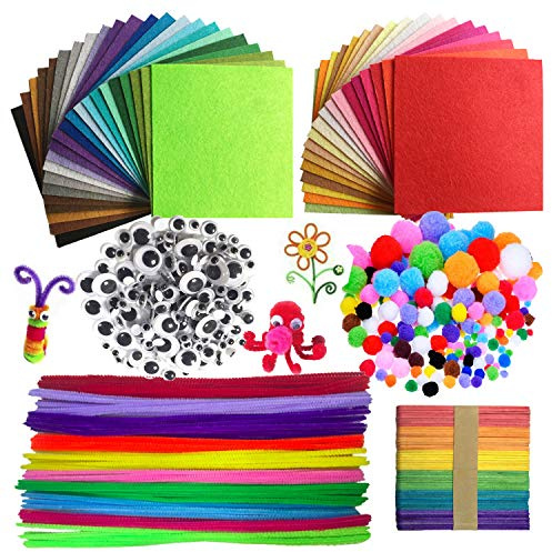 DOITEM Pipe Cleaners Crafts Set, Pipe Cheners Tallo de Pompones y Pompones con Ojos saltones para Manualidades DIY Art Supplies, 590 Piezas
