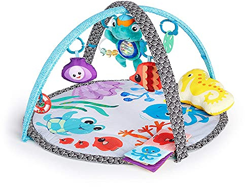 Baby Einstein, Sea Friends Spieldecke mit Spielbogen, abnehmbaren Spielzeugen, Stützkissen und Musik, maschinenwaschbar