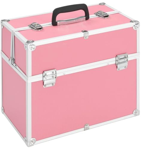 vidaXL Sminklåda 37x24x35 cm rosa aluminium