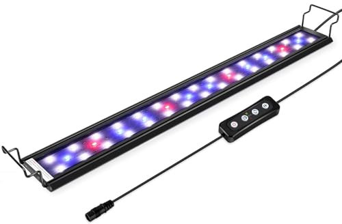 Hygger 14W Aquarium LED Beleuchtung mit Timer und Dimmfunktion - Verstellbare Halterung für Aquarien von 41-61 cm (Weiß, Blau, Rot)