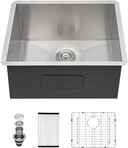 Lordear Undermount Laundry Sink 23 x 18 x 12 Single Bowl 16 Gauge Stainless Steel Deep Laundry Room Utility Kitchen Sinks Basin
