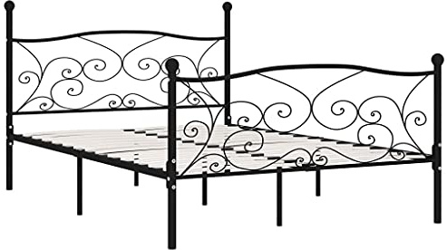 vidaXL Bettgestell mit Lattenrost Metallbett Doppelbett Bett Schlafzimmerbett Bettrahmen Ehebett Schlafzimmermöbel Schwarz Metall 140x200cm