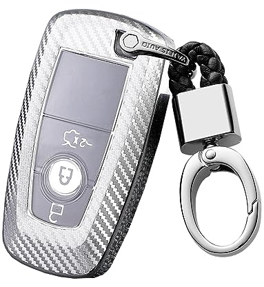 ontto Autoschlüssel Hülle Cover für Ford Fusion Edge Mustang F150 F250 F350 F450 Explorer Expedition Ecosport 2017-2019 Schlüsselhülle Schlüsselanhänger Weiche TPU Schlüssel Schutz Etui Case-Silber