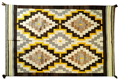 WEIDENPROFI TribalArt Teppich, orientalischer Webteppich, Läufer in Handarbeit gewebt (LxB) ca. 180 x 120 cm - Design: Ethnic Rugs, gelb