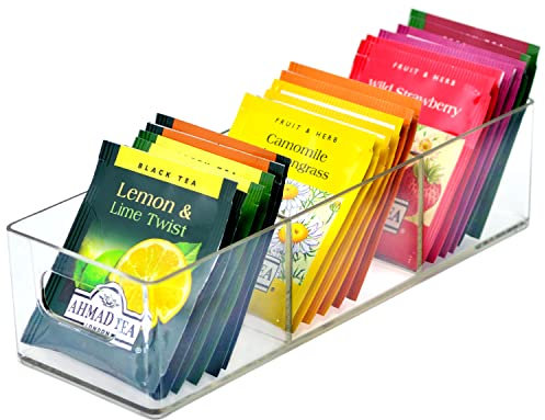 Youngever 2 Pack Plastic Tea Packet Organisers, 21CM x 7CM x 5CM, Tea Packet Holder