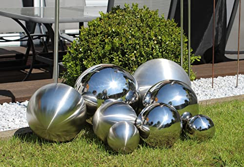 Edelstahl Deko-Kugel groß matt Ø 30cm Gartendeko Rosenkugel Beet Teich Hohlkugel schwimmfähig XXL