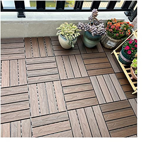 Baldosas de Madera Pisos Entrelazados De Madera Maciza para Terraza, Baldosas De Cubierta para Interiores Y Exteriores De Empalme De Bricolaje, Impermeables para Todo Tipo De Clima Y Antideslizantes