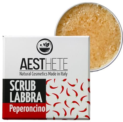 Scrub Labbra Esfoliante Naturale al Peperoncino 15ml – Idratante e Levigante con Aroma Frutti di Bosco Vegan e Biologico | Per Labbra Morbide Senza Pellicine | Made in Italy