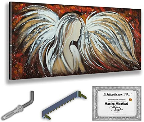 Monica Mirafiori I 100% HANDGEMALT I Gemälde Engel 100x50cm | Gemälde Handgemalt | Acrylgemälde | Sehr Großes Acrylbild I Moderne Kunst I Kunstbilder