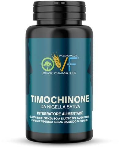 OVF Nigella Sativa 1000mg con Timochinone 50mg. Olio di Cumino Nero perfetto per le Difese Immunitarie, Pelle, Capelli, e alleviare Dolori e Fastidi. 60 Capsule Made in Italy