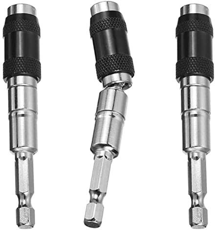 Bestgle 3Pcs Pivoting Bit Tip Holder, 1/4'' Hex Shank Magnetic Screw Drill Tip Extension Bar Adapter with 20° Pivot for Electric & Cordless Drills