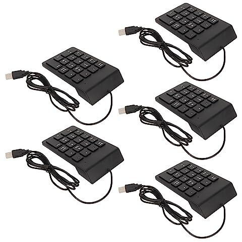 Bewinner USB Kabel Nummernblock, Externer Ziffernblock mit 18 Tasten für Laptop, Leises Tippen, Ergonomische Nummerntastatur für Bankbuchhalter, Plug and Play (5 Stücke)