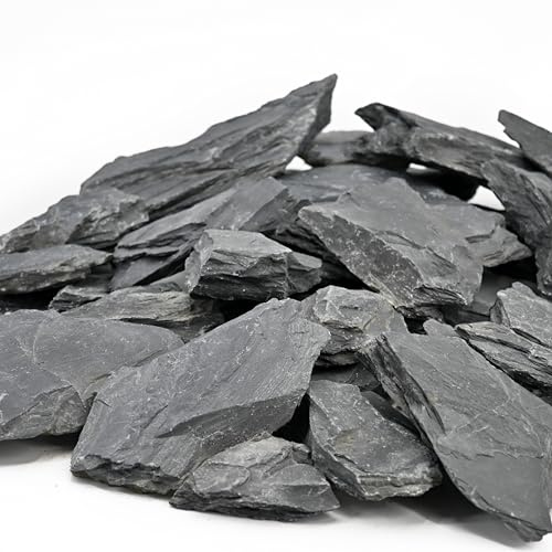 Unocho Aquarium Rocks 5lb Natural Slate Stone for Aquascaping Reptile Basking Platforms Terrariums Vivariums Paludariums Bonsai Miniature Fairy Gardens(2-4 inches)