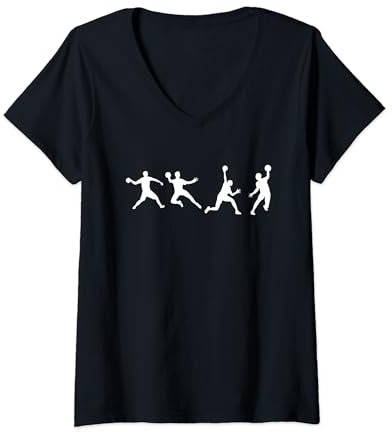 Völkerball Team Ball Sportart T-Shirt mit V-Ausschnitt