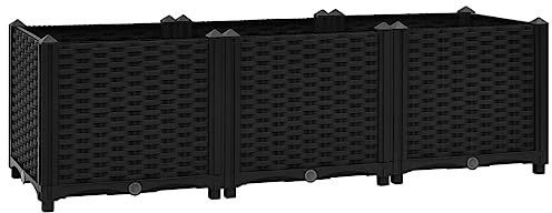 Helloshop26 Jardinière lit surélevé Plantes Fleurs Jardin 120 cm polypropylène Noir 02_0000907