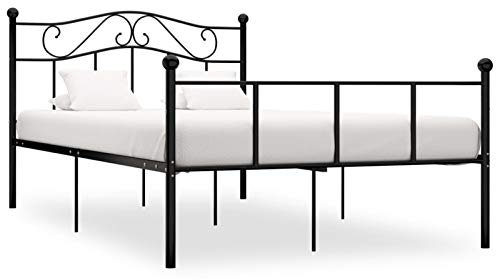LAPOOH Bettgestell, Bett, Palettenbett,Lattenrost, Bettrahmen, Jugendbett, Bed Frame, Schwarz Metall 120x200 cm