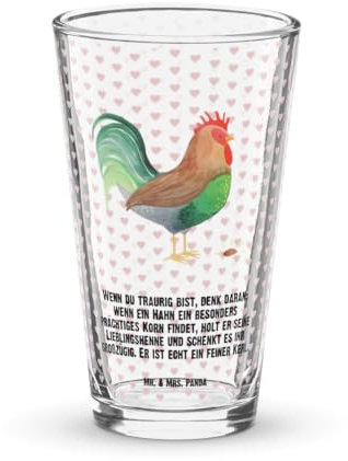 Mr. & Mrs. Panda Glas Hahn Korn - Geschenk, Bierglas, Natur, Bauernhof, Henne, Tumbler, Eier, Longdrinkglas, Wasserglas, Cocktailglas