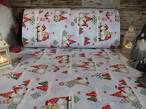 240cm Extrabreit Popeline Baumwolle Stoff 100% Baumwollstoff Stoffe Bastelstoff ÖKO-TEX Ranforce Baumwollstoffe Weihnachten Weihnachtsstoff Wichtel (Blau, 50cm)