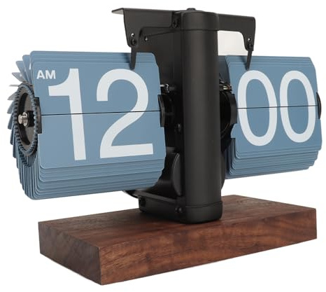 Srliya Auto-Flip-Uhr, Digitale Flip-Down-Uhr Im Retro-Stil, Automatisches Drehen, Batteriebetrieben, Mechanische Uhr für Zuhause, Zimmer, Büro, Dekoration (Schwarz)