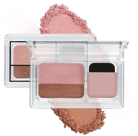 Apooliy Dual-Color Eyeshadow Palette with Applicator,Waterproof Eye Shadow,Shimmer Eye Makeup Palette,Long Lasting