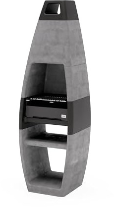 TUOZI - Einbaugrill für Holz und Holzkohle Modell EGO KOMPLETT (Grau/Schwarz - 60 x 47 x 195 cm) REF: 8004 - Für den Außenbereich
