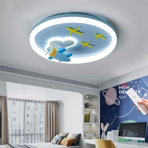 WJLL LED Deckenlampe Dimmbar Deckenleuchten für kinder 72W Flugzeug Kinderlampe 50CM Sternenhimmel Leuchte Acryl Lampenschirm Kronleuchter Jungen Zimmer Schlafzimmer Licht Beleuchtung Decke Lampen
