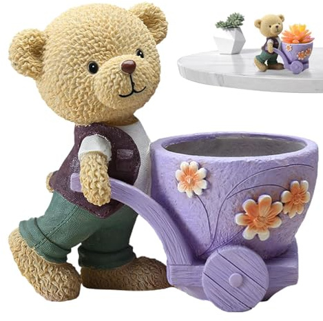 usefulbeauty Macetas lindas, macetas suculentas - Jardinera de macetas suculentas divertidas con diseño de oso marrón | Pequeñas macetas suculentas para interiores, Amigos y Familia