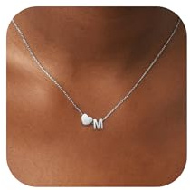 RMMD Kette Gold Silber Damen - 18K Gold/Weißgold Vergoldet Herz Goldkette mit Buchstaben Kette Damen Halskette Schmuck Personalisierte Geschenk für Frauen Mädchen Freundin
