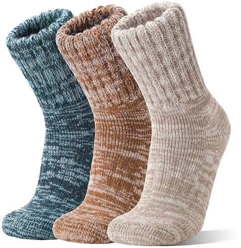Sandsuced Merino Wool Boot Socks Thermal Warm Thick Winter Cosy Hiking Walking Work Socks for Women Men 3 Pairs