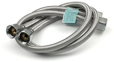 Pair of 1/2 BSP (Female to Female) Flexible Hose Connector (600mm) Tail | Flexi Pipe Tails | Fits 1/2 BSP Kitchen Basin Monobloc Mixer Taps