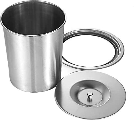 HPTHLY Einbau-Mülleimer für die Arbeitsplatte, Kleiner Mülleimer mit Deckel, Einbau-Mülleimer aus Edelstahl für Küchenschränke, 8 Liter, rund, versenkbar, mit Deckel