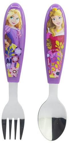 SET DE 2 CUBIERTOS METALICOS (CUCHARA Y TENEDOR) PRINCESS COURAGEOUS HEART