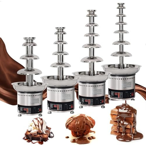 Máquina de fuente de chocolate – Cascada de fondue de acero inoxidable de 4/5/6/7 niveles, capacidad de 3-8 kg, 0 ℃ ~ 150 ℃ ajustable para fiestas, restaurantes, bodas