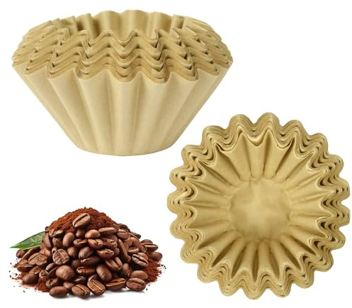 HOTUT 100 Pcs Basket Coffee Filter Papers, Coffee Filters for Machine, Fits Drip Coffee Makers, Unbleached, Natural Color