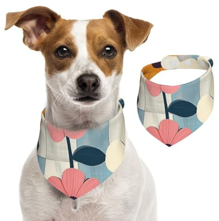 Generic Dreieckstuch mit Blumendruck, niedliches Hundehalstuch, verstellbar, mit Druckknöpfen, für Hunde, Welpen, Katzen